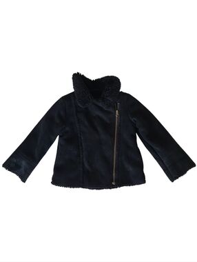 Baby GAP faux suede sherpa lined jacket/coat black size girls 4T